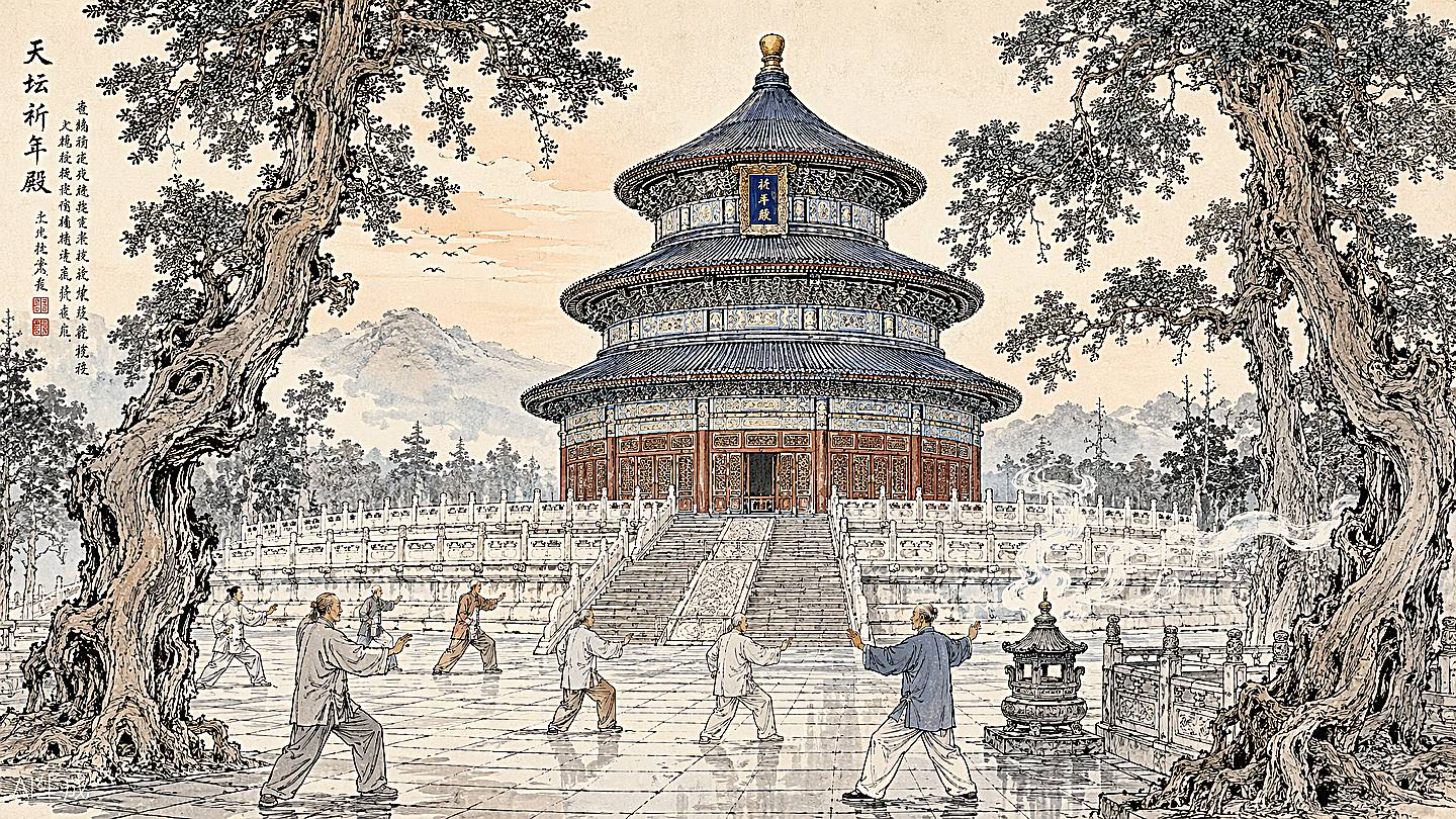 天坛手绘插画