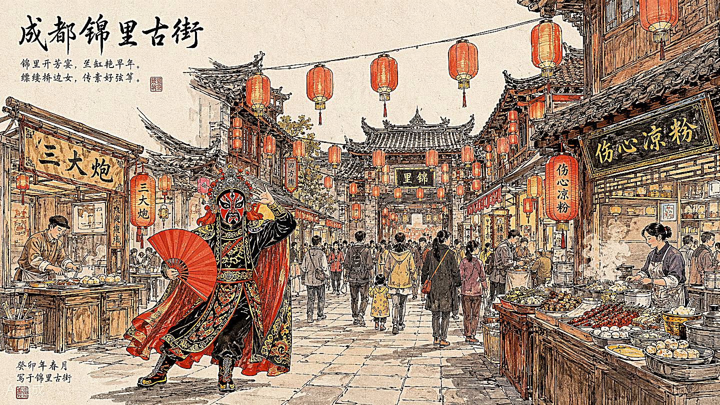 锦里手绘插画