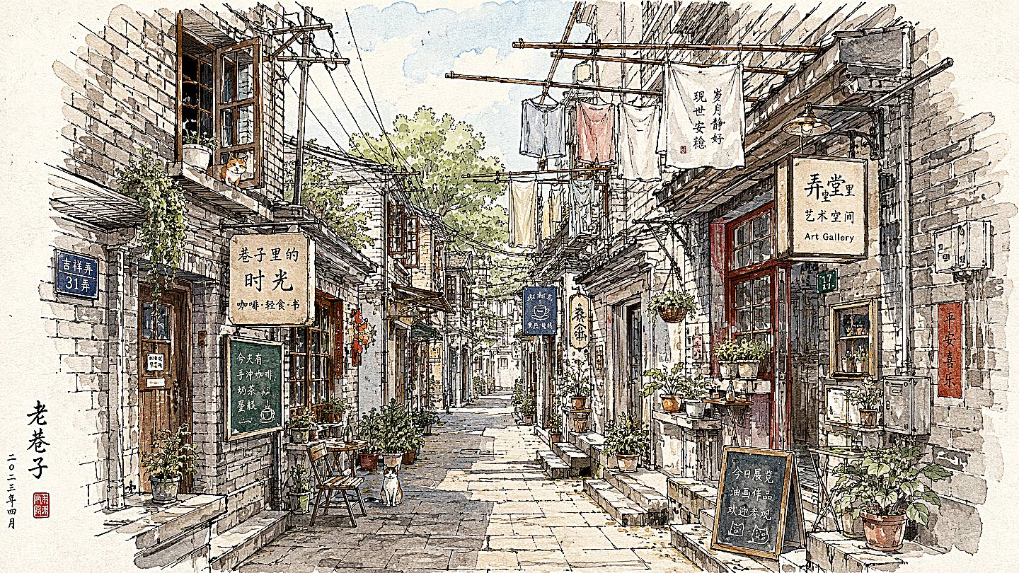 田子坊手绘插画