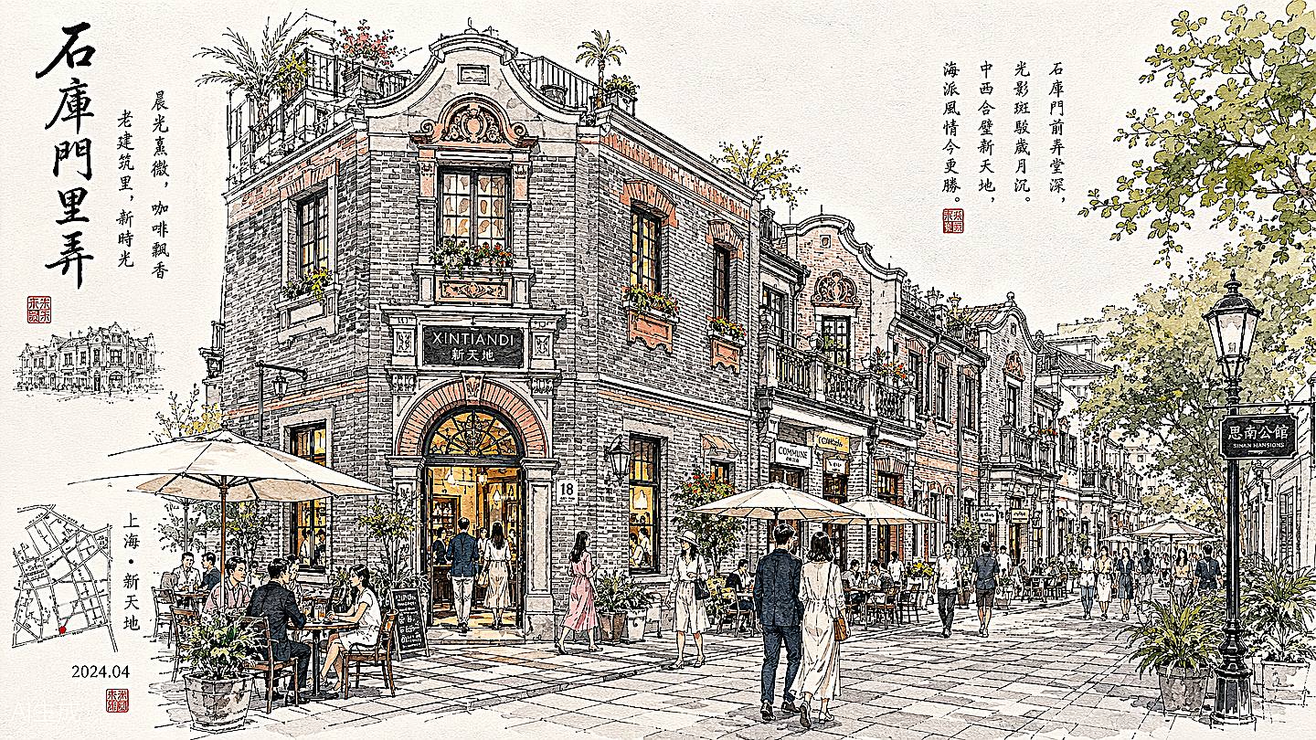 新天地手绘插画