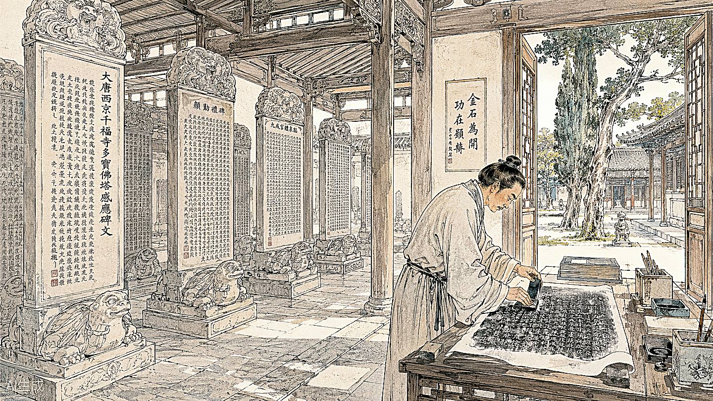 碑林博物馆手绘插画