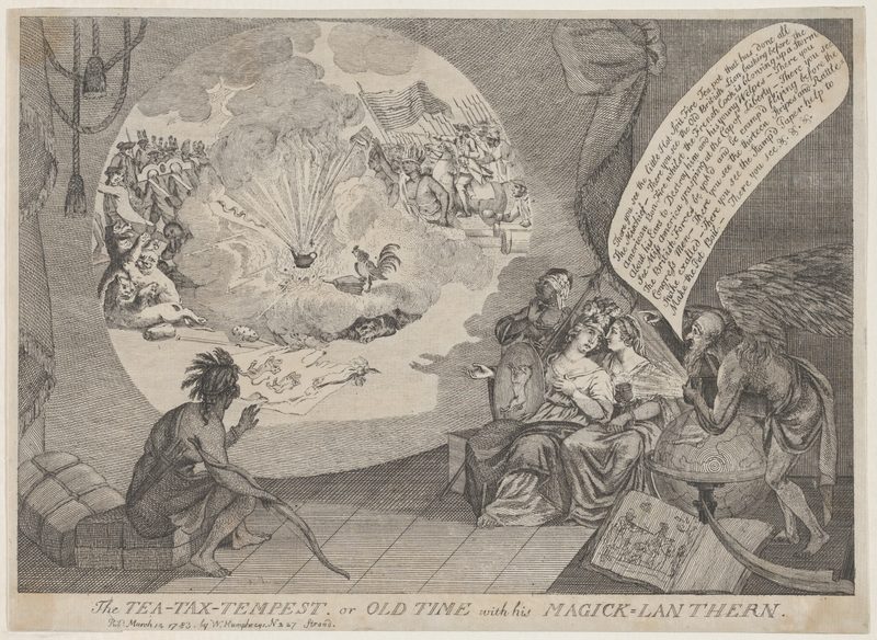 1783 年魔灯投影讽刺版画