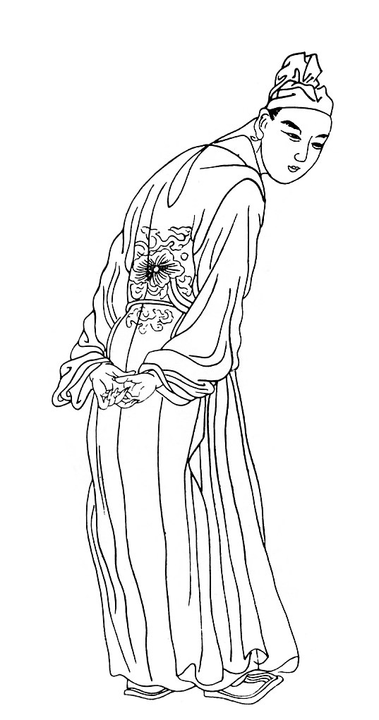 李商隐像——清《晚笑堂竹庄画传》木刻